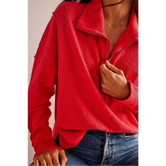 • New • Free People Walk Away Tunic Red Racer Size S Oversized Just Right - Picture 8 of 12